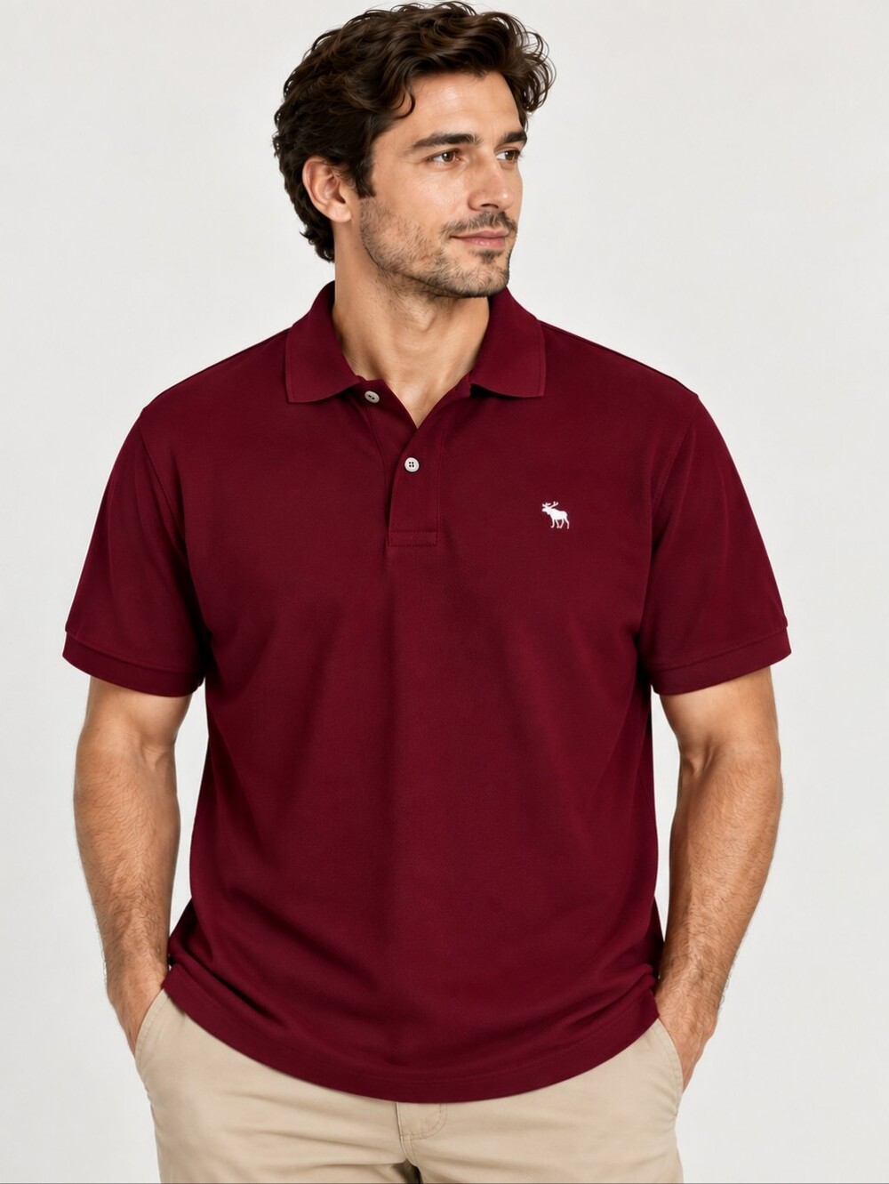Vintage Abercrombie & Fitch Men’s XL Polo Shirt Red Moose Logo 100% Cotton Y2K